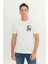 %100 Pamuk Regular Fit Normal Kesim Bisiklet Yaka Baskılı Ekru Tişört 2