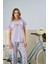Yuvarlak Yaka Kısa Kol Pijama Takımı - 7310-16 2