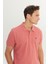 %100 Pamuk Regular Fit Normal Kesim Açık Pembe Polo Yaka Tişört 4