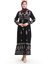 Viskon Kumaş Desenli Elbise 4078-05 Siyah 1
