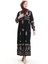 Viskon Kumaş Desenli Elbise 4078-05 Siyah 2
