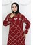 Viskon Kumaş Kol Ucu Lastikli Elbise 0030-04 Bordo 3