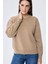 Cleo Düz Örgü Kadın Mevsimlik Triko Kazak - Kamel 4