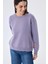 Cleo Düz Örgü Kadın Mevsimlik Triko Kazak - Lila 3