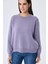 Cleo Düz Örgü Kadın Mevsimlik Triko Kazak - Lila 4