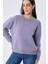 Cleo Düz Örgü Kadın Mevsimlik Triko Kazak - Lila 5