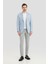 Erkek Açık Mavi Keten Karışımlı Slim Fit Blazer Ceket 1