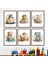 Sevimli Kitap Okuyan Hayvanlar 6’lı Çerçeve Görünümlü Modern Mdf Tablo Seti –bebek ve Çocuk Odası D 1