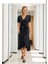 Munn Collection Kadın Kruvaze Yaka Midi Boy Kuşaklı Krep Elbise 120 cm 2