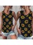 Munn Collection Kadın V Yaka Kolsuz Ayçiçeği Desen Krep Bluz 3