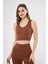 Munn Collection Fitilli Baskılı Crop - Kahve 2