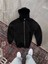Munn Collection Oversize Tam Fermuarlı Uzun Kol Hırka - Siyah 2
