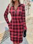 Munn Collection Kadın Uzun Kollu Fermuarlı Ekose Baskılı Dalgıç Elbise 3