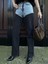 Munn Collection Jeans Kot Parçalı Palazzo Pantolon - Siyah 5