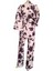 Viskon Kimono / Tunik / Ceket Pantolon Bol Kalıp Mor Çiçekli Pudra Kuşaklı Alt Üst Takım 2