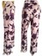 Viskon Kimono / Tunik / Ceket Pantolon Bol Kalıp Mor Çiçekli Pudra Kuşaklı Alt Üst Takım 6