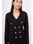 Styleboom x Peraluna Katherıne Blazer Çelik Örgü Klasik Kesim Düğmeli Blazer Kadın Triko Ceket - Siyah 3