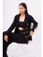 Styleboom x Peraluna Katherıne Blazer Çelik Örgü Klasik Kesim Düğmeli Blazer Kadın Triko Ceket - Siyah 4