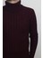 Fistan Store Erkek Bordo Desenli Spor Kesim Dar Kalıp Tam Balıkçı Yaka Kışlık Yünlü Kazak 2