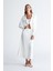 Styleboom x Peraluna Kathy Blazer Çelik Örgü Crop Kruvaze Blazer Kadın Triko Ceket - Ekru 2