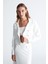 Styleboom x Peraluna Kathy Blazer Çelik Örgü Crop Kruvaze Blazer Kadın Triko Ceket - Ekru 3
