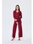 Styleboom x Peraluna Kathy Blazer Çelik Örgü Crop Kruvaze Blazer Kadın Triko Ceket - Bordo 1