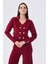 Styleboom x Peraluna Kathy Blazer Çelik Örgü Crop Kruvaze Blazer Kadın Triko Ceket - Bordo 3