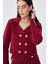 Styleboom x Peraluna Kathy Blazer Çelik Örgü Crop Kruvaze Blazer Kadın Triko Ceket - Bordo 4