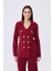 Styleboom x Peraluna Katherıne Blazer Çelik Örgü Klasik Kesim Düğmeli Blazer Kadın Triko Ceket - Bordo 2