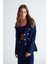 Styleboom x Peraluna Katherıne Blazer Çelik Örgü Klasik Kesim Düğmeli Blazer Kadın Triko Ceket - Lacivert 2
