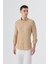 Bej Slim Fit Yaka Düğmeli Gömlek 1