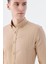 Bej Slim Fit Yaka Düğmeli Gömlek 3
