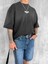 Erkek Rest Baskılı Oversize Yıkamalı T-Shirt Siyah 1