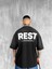 Erkek Rest Baskılı Oversize Yıkamalı T-Shirt Siyah 2