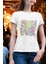 Summer Çiçekler Baskılı Yaz Temalı Unisex Regular Fit Pamuklu Beyaz Tişört 1
