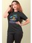Lost In Paradise Baskılı Yaz Temalı Unisex Regular Fit Pamuklu Siyah Tişört 1
