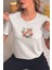 Renkli Deniz Kabukları Baskılıyaz Temalı Unisex Regular Fit Pamuklu Beyaz Tişört 1