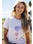 Mini Renkli Kalp Baskılı Eğlenceli Beyaz Unisex T-Shirt 1