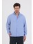 Yazlık Keten Dokulu Uzun Kollu Mavi Renk Erkek Gömlek 3