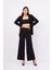 Styleboom x Peraluna Marlene Trouser Düğme Detaylı Rahat Kesim Kadın Triko Pantolon - Siyah 4