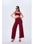 Styleboom x Peraluna Marlene Trouser Düğme Detaylı Rahat Kesim Kadın Triko Pantolon - Bordo 2