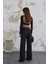 Munn Collection 220 gr Ni̇kol Yüksek Bel Arka Apolet Kemer Detayli Palazzo Pantolon 3