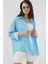 Çizgili Oversize Gömlek 20295 - Mavi 1
