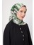 Yeşil Fırça Desen Trend Twill Eşarp 1