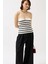 Munn Collection Çizgili Straplez Dokulu Bluz 3