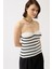 Munn Collection Çizgili Straplez Dokulu Bluz 4