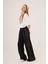 Boydan Çıtçıtlı Bel Lastikli Geniş Paça Siyah Eşofman 2