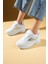 Kalın Taban Bağcıklı Fileli Taş Detaylı Kadın Sneakers 89-044-25 1