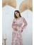 Pembe Şanzelize Çiçek Desenli Elbise 2
