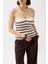 Munn Collection Çizgili Straplez Dokulu Bluz 4